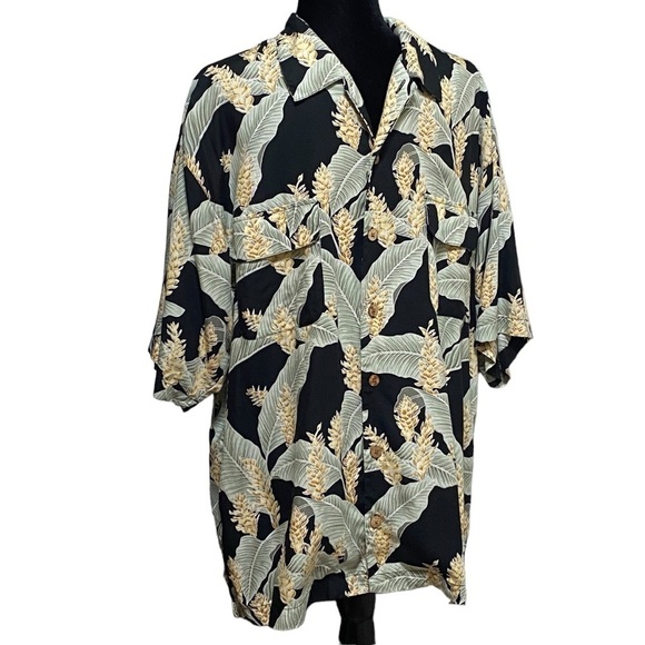 Tommy Bahama Palm Leaf Aloha Shirt Tropical Hawaiian Vacation Large - Picture 2 of 5